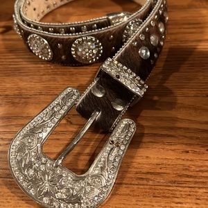 Embellished fur cowgirl belt